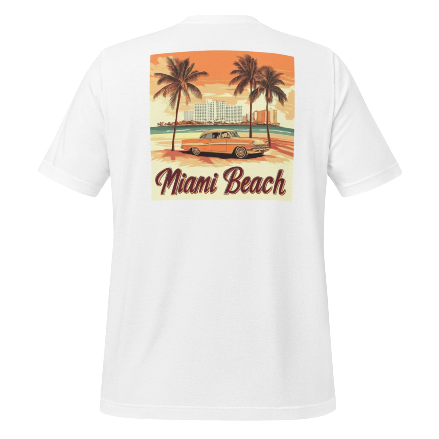 Miami Beach Retro Tee | Classic Car and Palm Silhouette