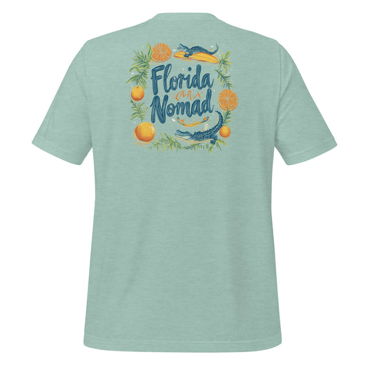 Florida Nomad T-Shirt – Vibrant Design with Oranges and Alligators